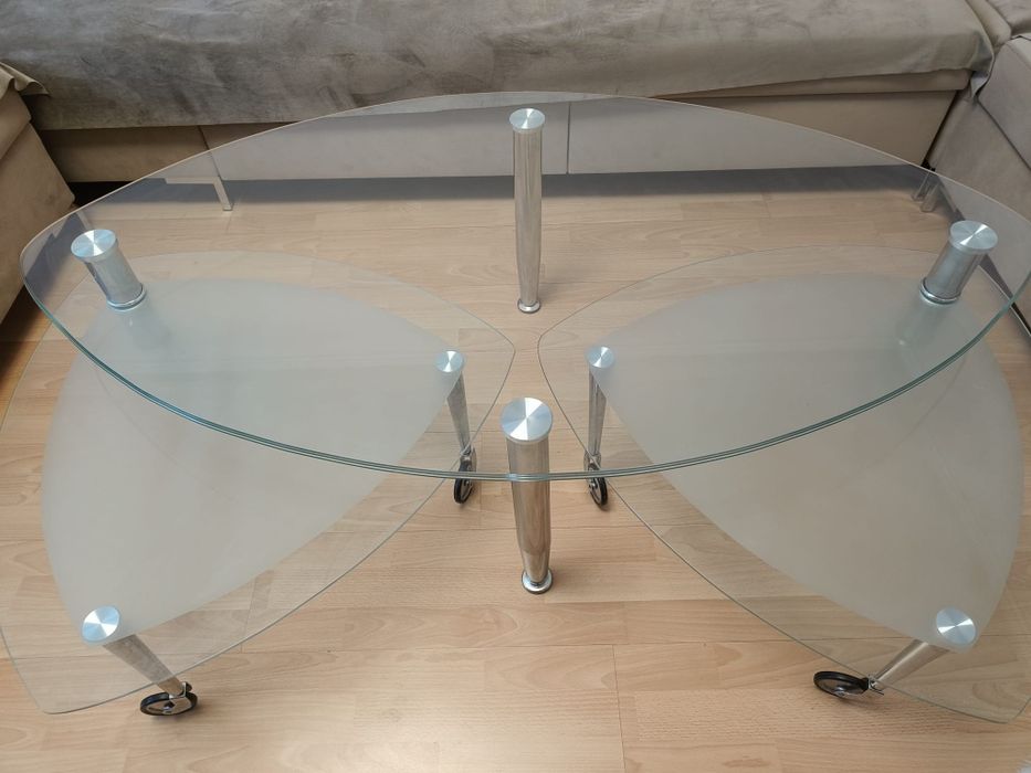 Stolik szklany, rozkładany