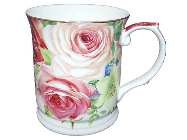 kubek porcelana SERIA róże różowe