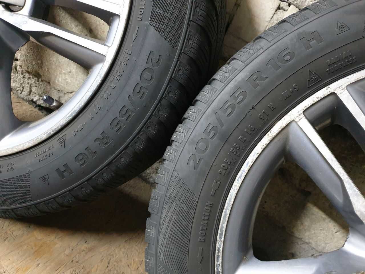 Felgi alu Audi R16 5x112 opony zimowe 205/55R16 6mm Continental