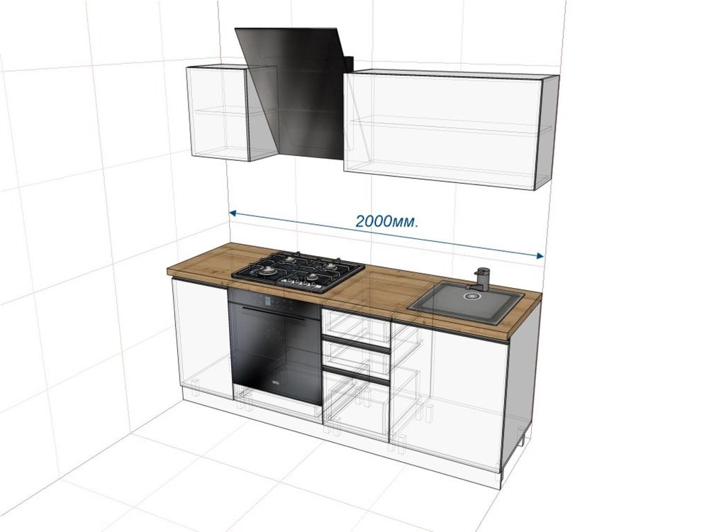 Кухня 2 метра та інші розміри
