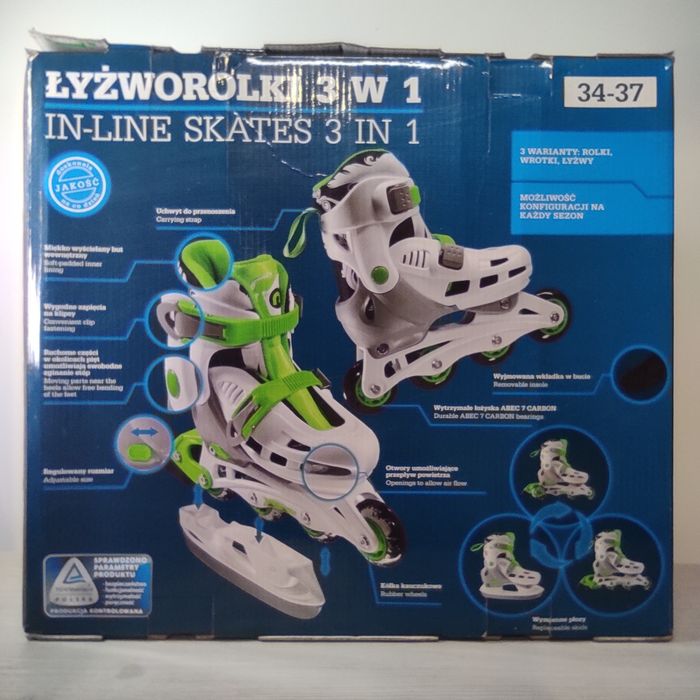 Łyżworolki 3w1  34-37 JAK NOWE!