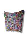 Duży koc piknik Vintage Hippie z włóczki Multicolor Crochet Blanket