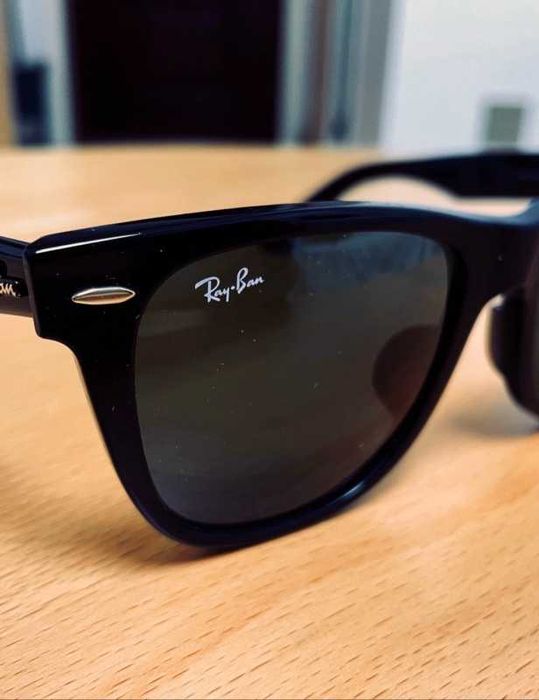 RAY-BAN 2140 Wayfarer - Czarne ze Zielonymi Soczewkami - 100% Autentyk