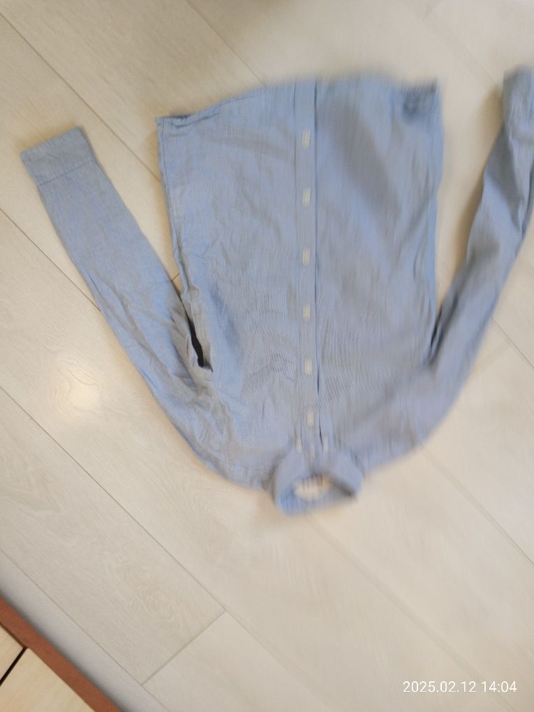 146 H&M koszula niebieska bawełniana długi rękaw