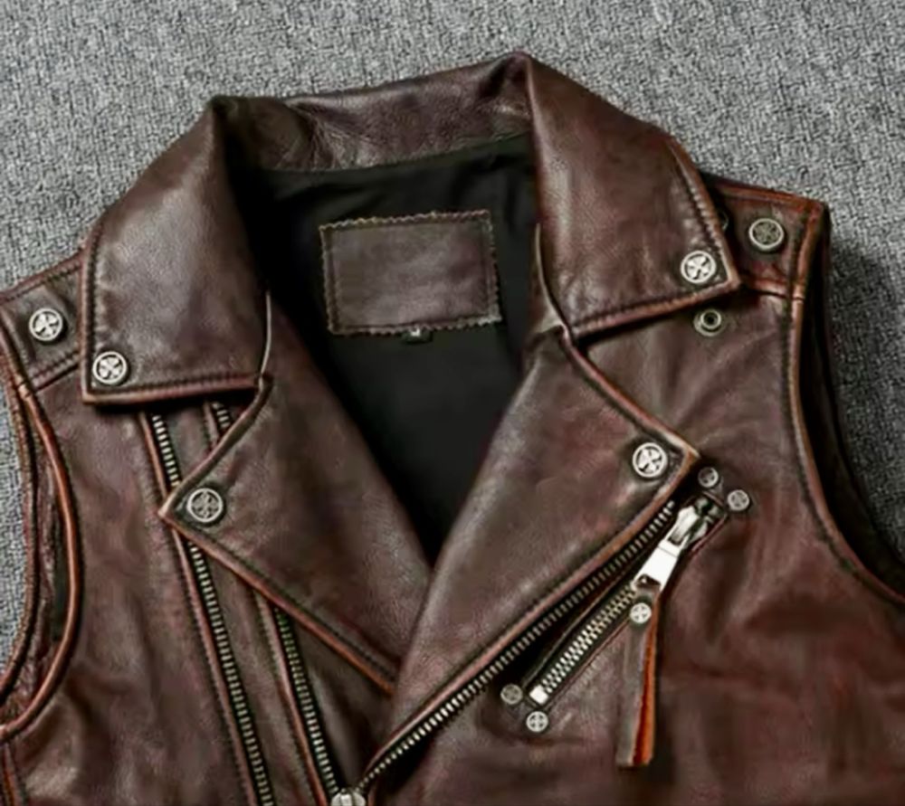 Kamizelka skórzana motor rock skóra naturalna bezrękawnik kufajka
