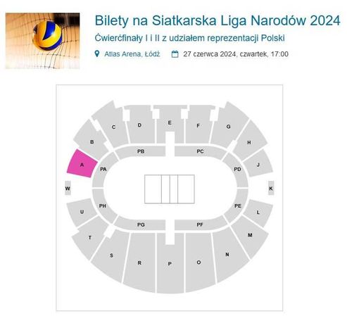 Bilet-y na: Siatkarska Liga Narodów VNL - ćwierćfinały - Łódź  - 27.06