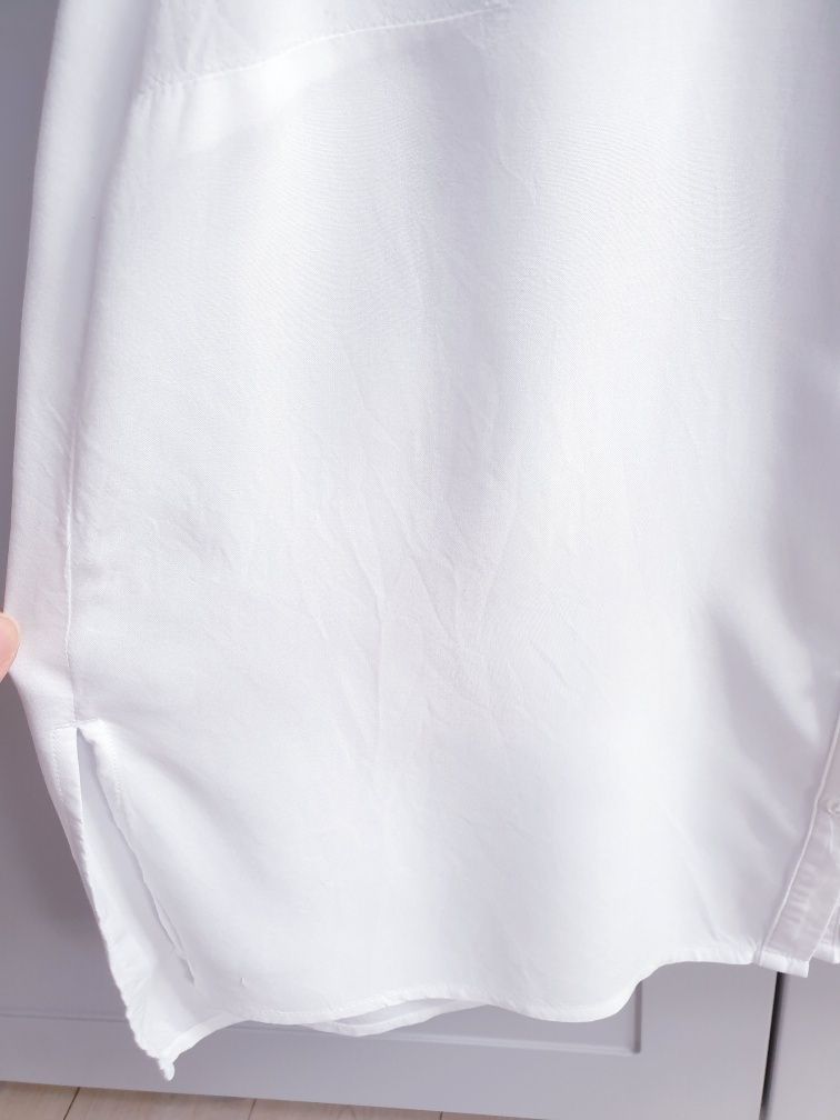 Biała bluzka koszula z wiskozy bez rękawów H&M 44
