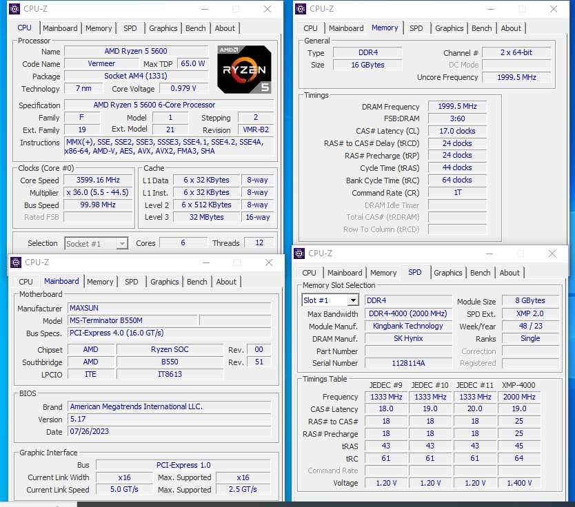 Новий копмлект Maxsun B550M + Ryzen 5 5600 + 16Gb DDR4 4000Mhz CL17