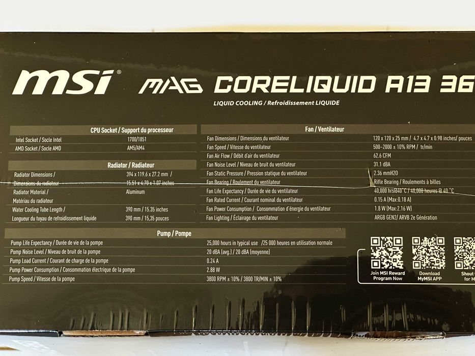 Система водяного охолодження MSI Mag Coreliquid A13 360 Black