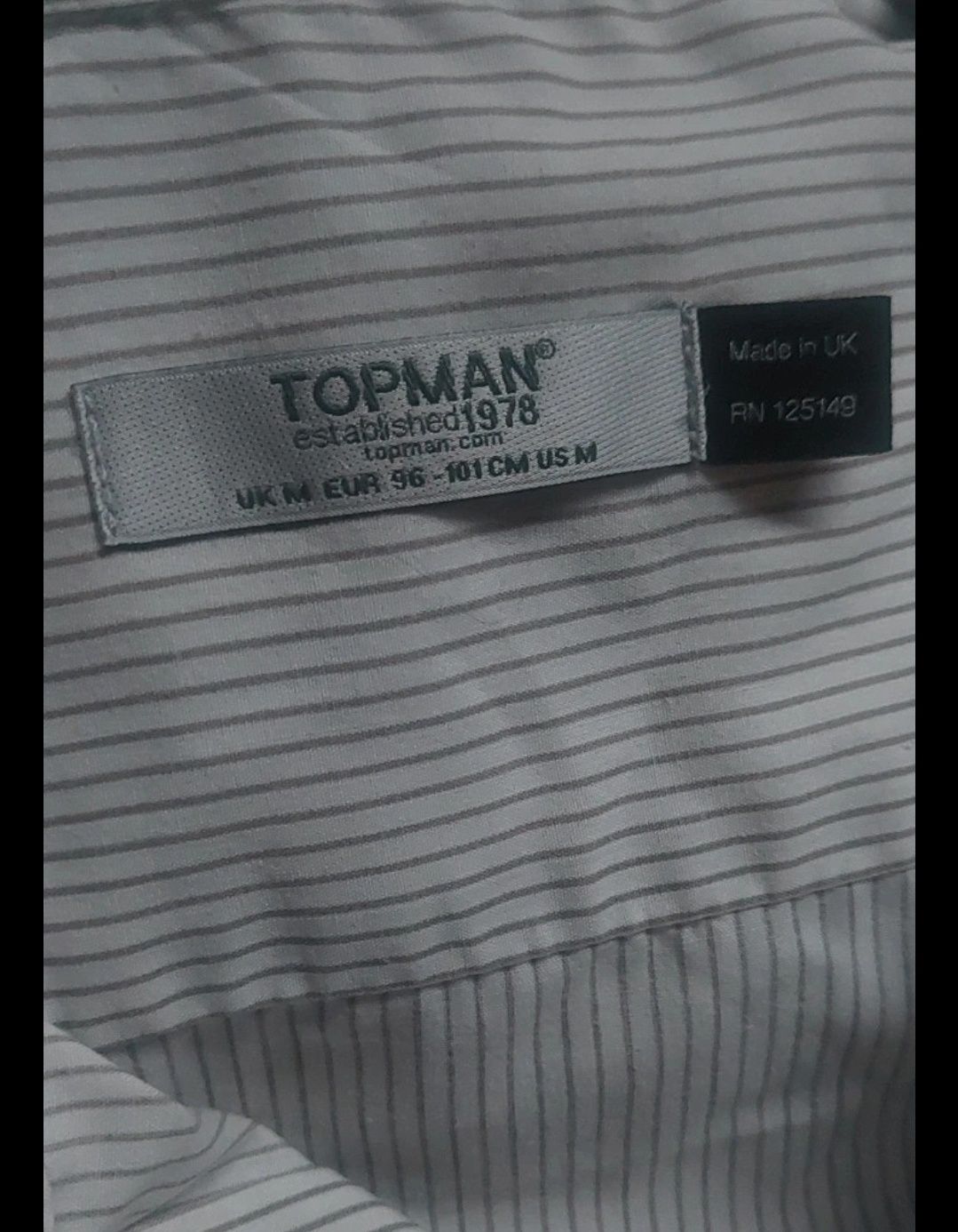 Elegancka Koszula męska na święta biała w brązowe paski M Topman długi