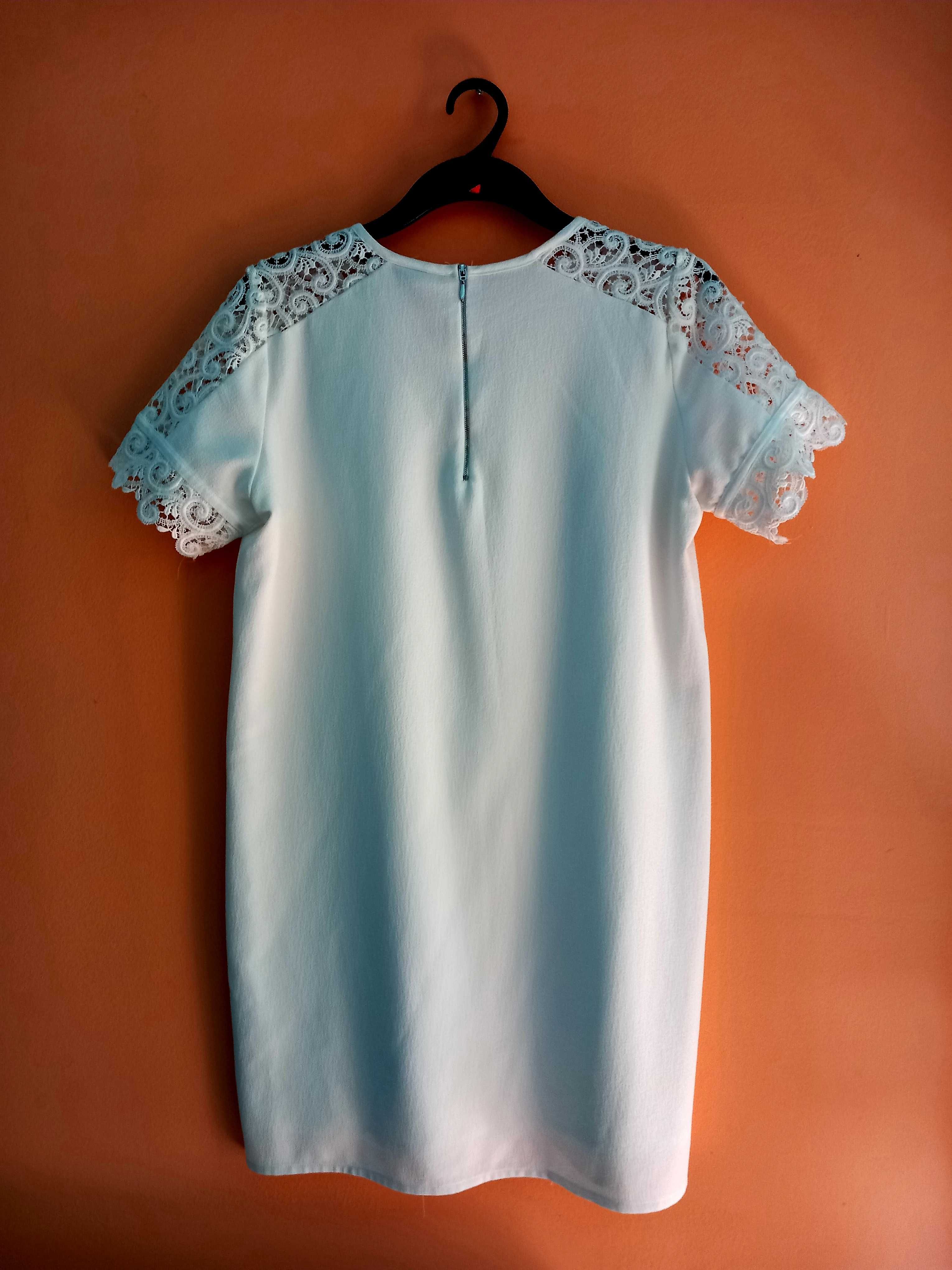 Biała sukienka mini z koronką Zara r. L 40