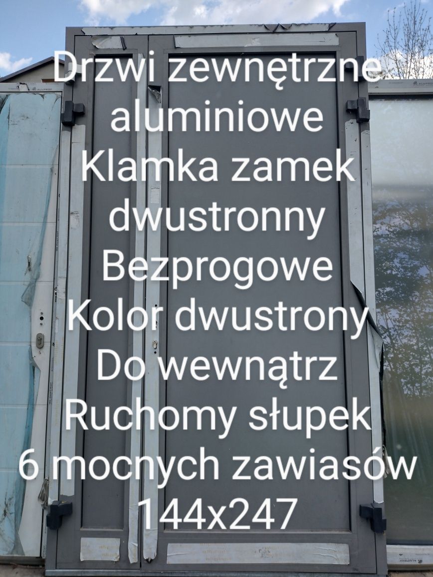 Drzwi tarasowe 206x206 3szybowe Ruchomy słupek RU Niski próg aluminiow