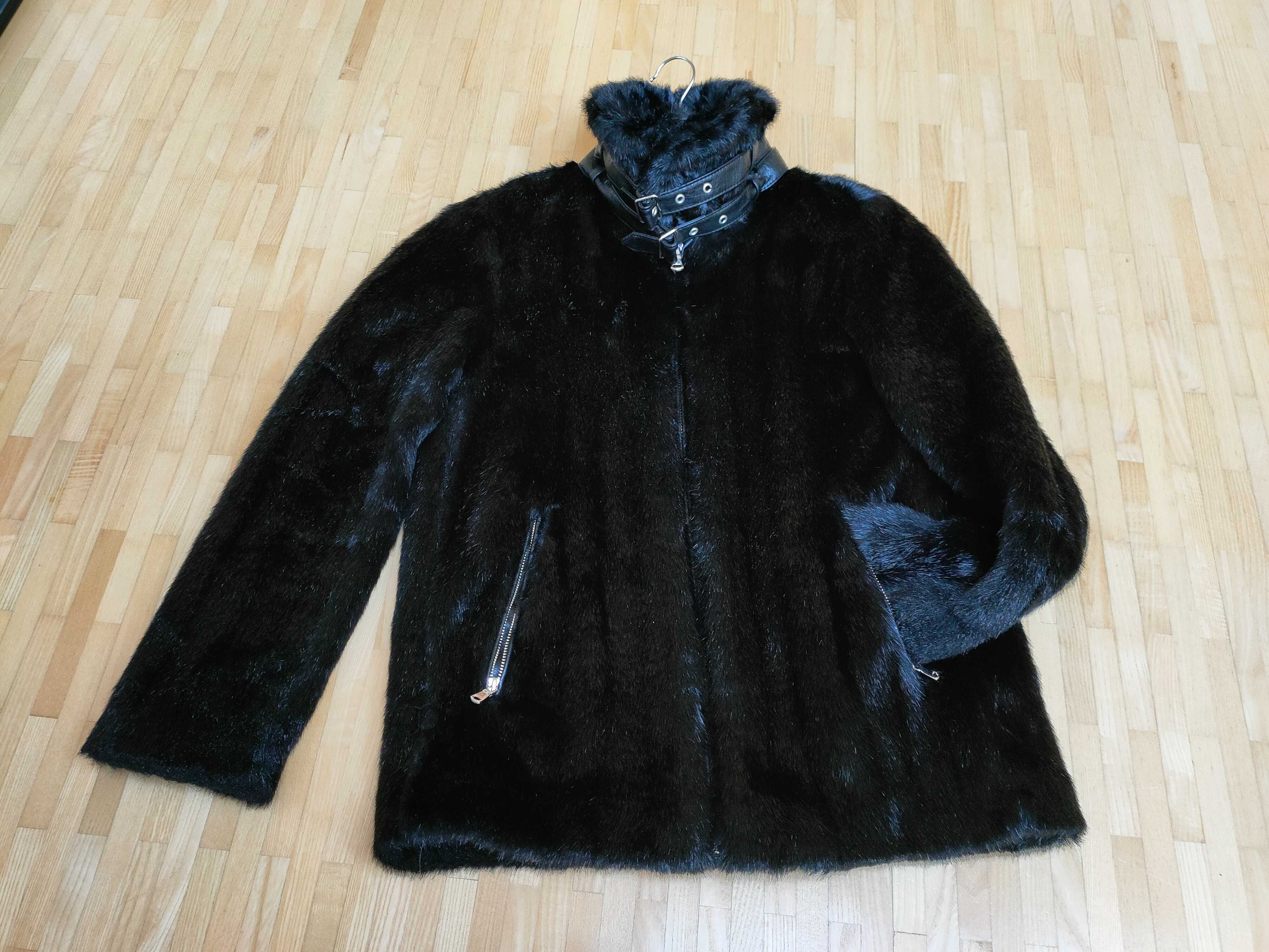 Czarne futerko  Zara XS/S