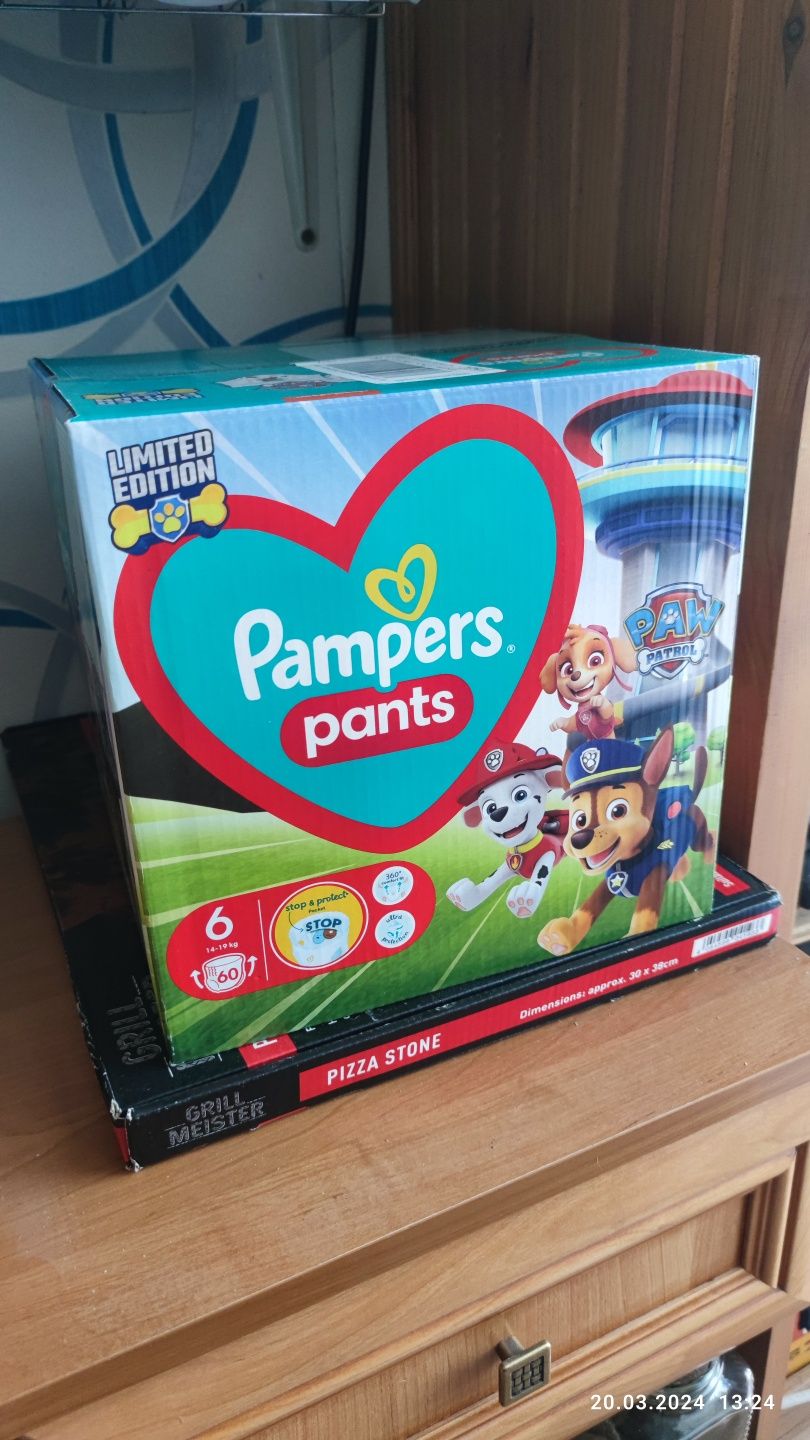 Pampers pants 6 (pieluchomajtki), 60 sztuk, edycja Psi Patrol.