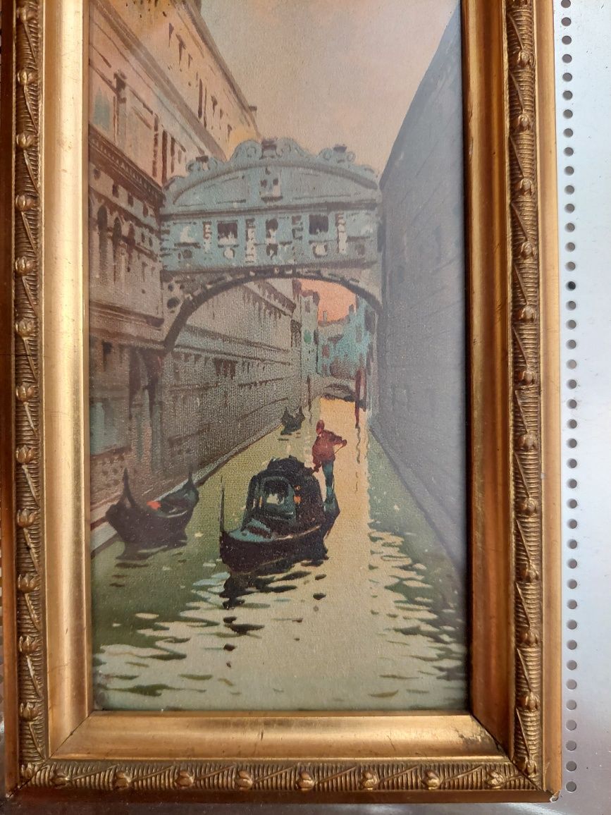 Linda pintura antiga Veneza com moldura
