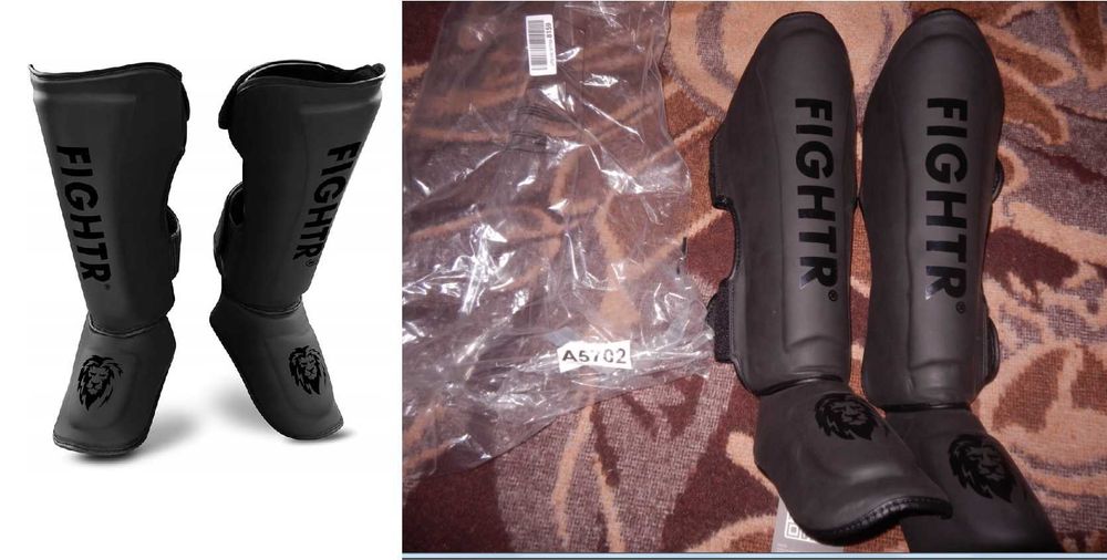 Wyprzedaż->A5702 Ochraniacze piszczeli i stóp FIGHTER BLACK rozm. M