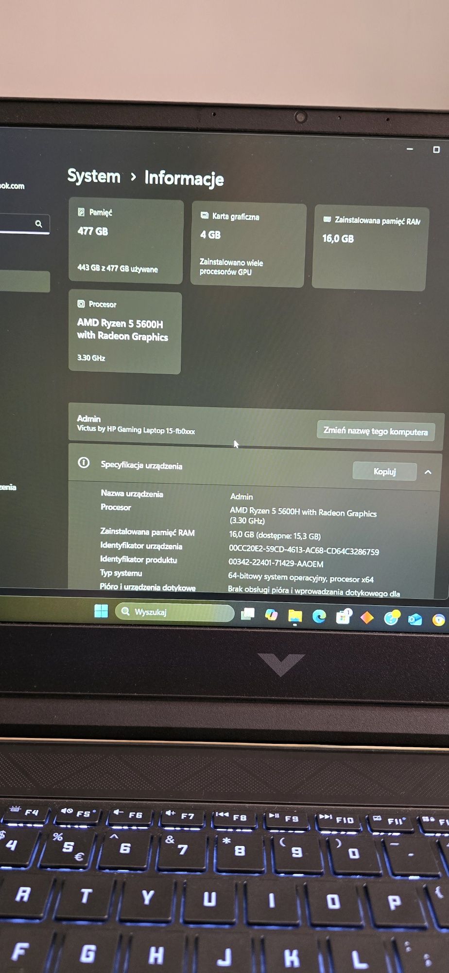 Laptop Gamingowy HP Victus 15 FB0400NW