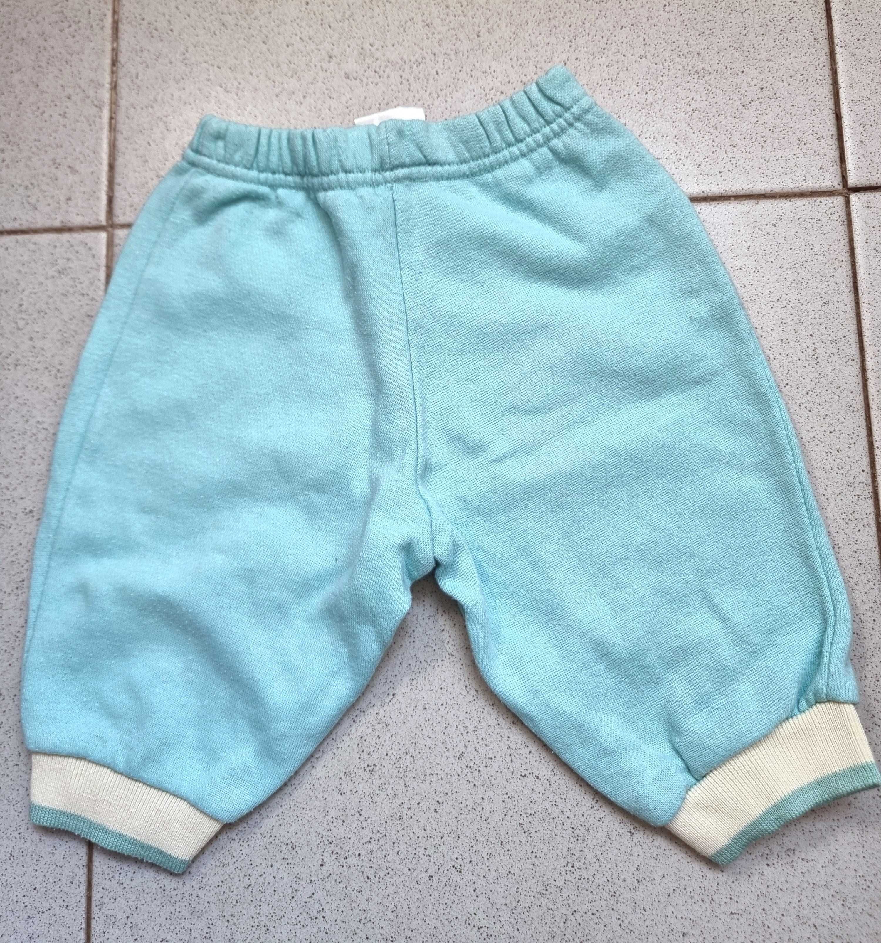 Calças azuis e brancas quentinhas, 3 meses