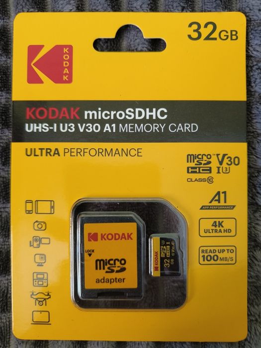 Карта пам'яті Kodak microSDHC Ultra 32GB Class 10 UHS-1 U3 V30 A1