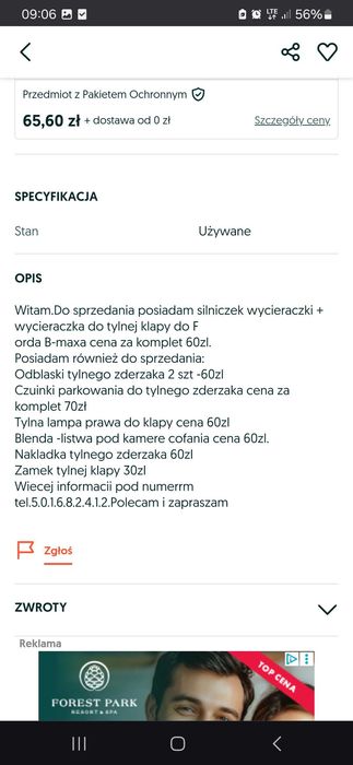 Czuiniki parkowania tył Ford