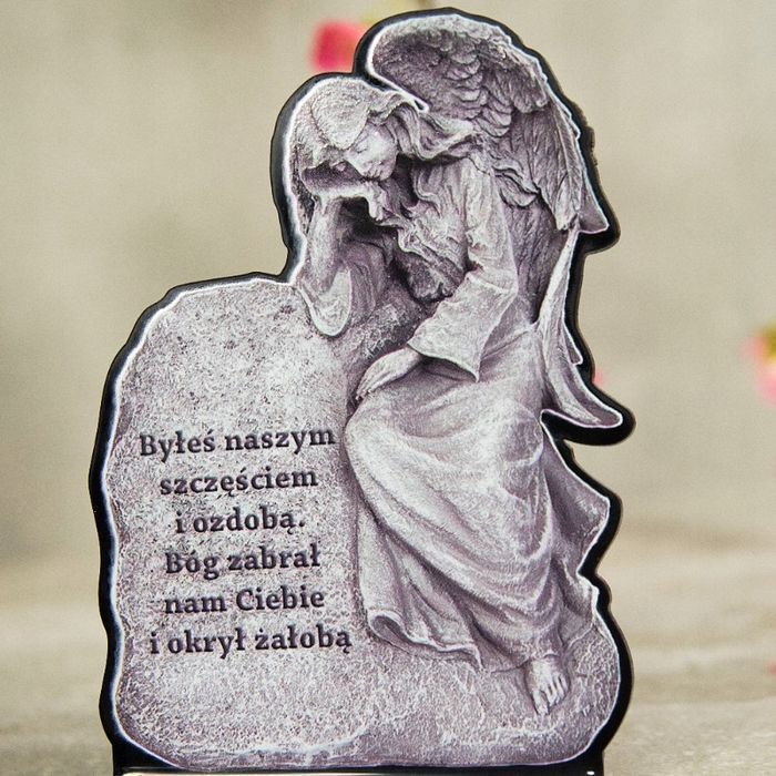 Solarny znicz led statuetka na cmentarz grób duża