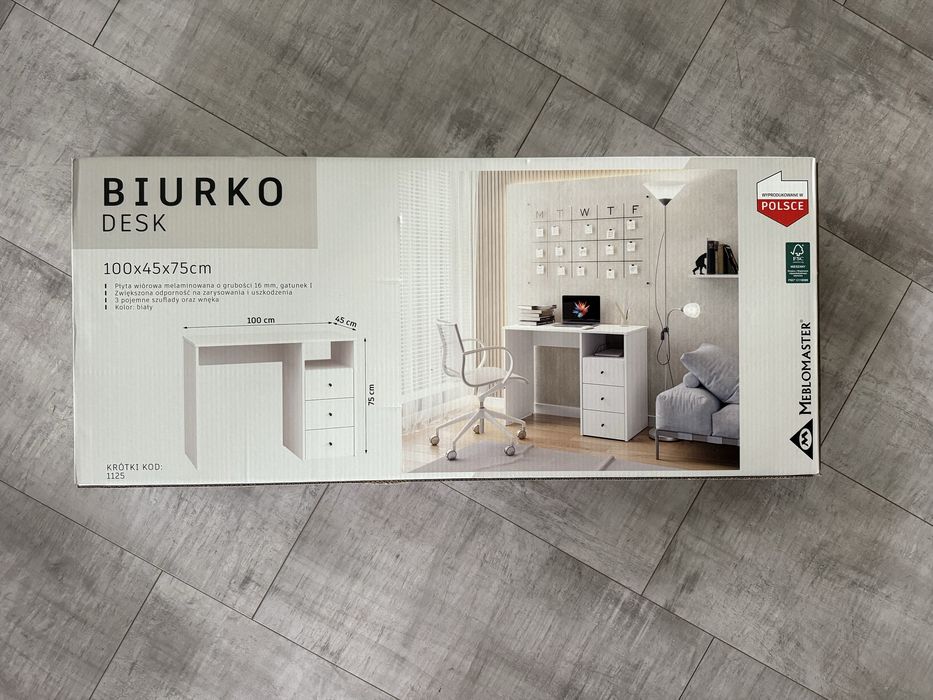 Nowe biurko z szafkami biale 100x45 meblomaster