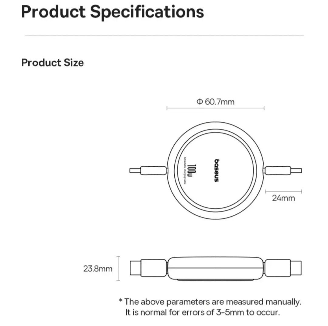 Кабель Baseus USB-C на USB-C PD 100W 1м white.