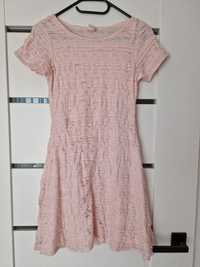 Piękna różowa koronkowa sukienka r 158 - 164