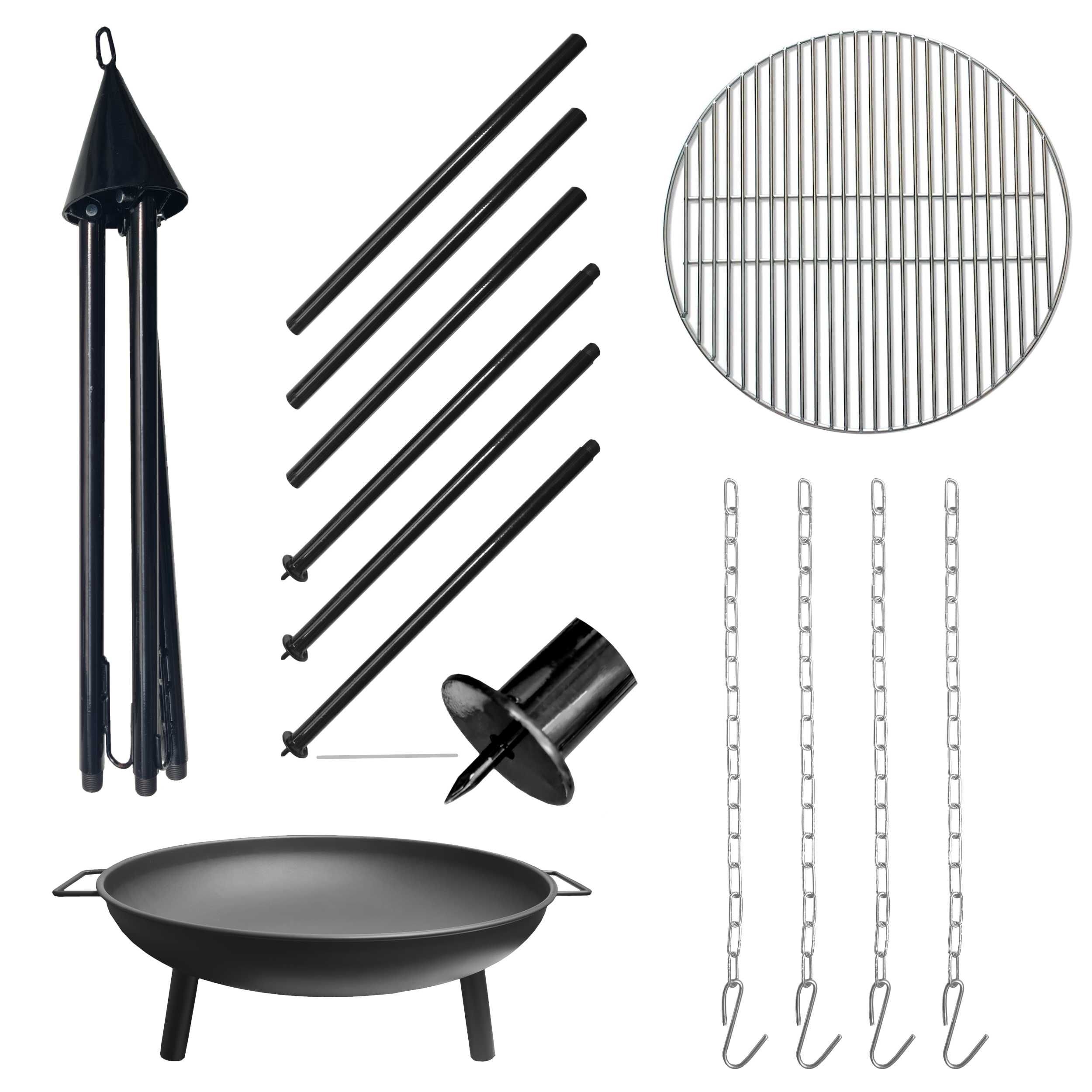 Grill ogrodowy Palenisko ogrodowe ruszt 60 cm wiszący trójnóg duży