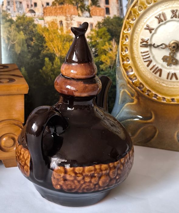 Lajkonik Cepelia karafka z kieliszkami piękna stara ceramika naklejka