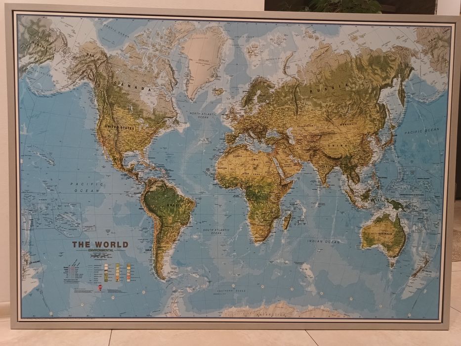 Mapa świata w ramie Ikea Myrarp