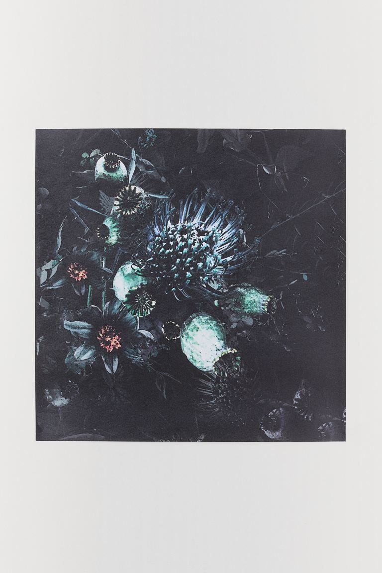 H&M home plakat 25cm x 25cm kwiaty czarne tło