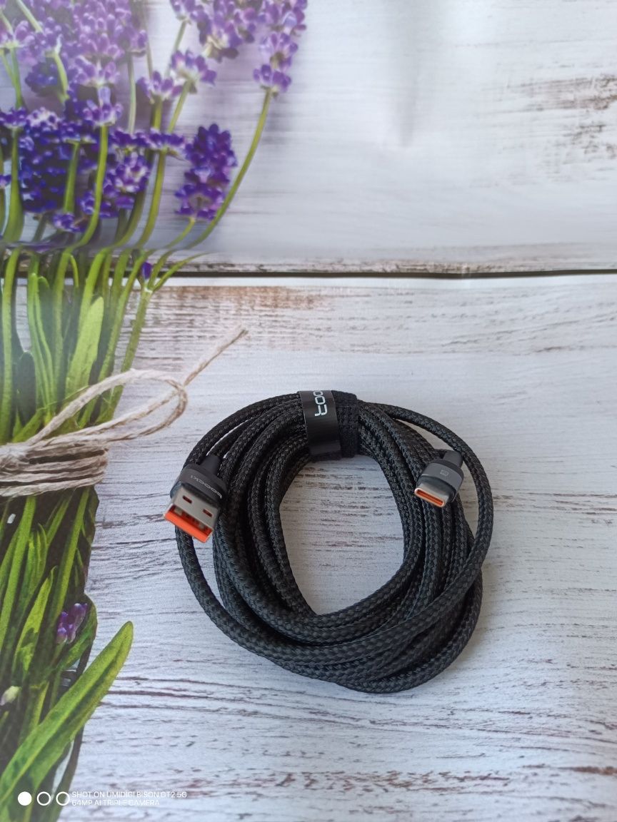 Кабель USB to Type-C 3m для быстрой зарядки Toocki