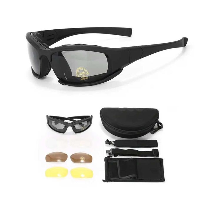 Óculos Tácticos Polarizados de Haste com 4 Lentes Intermutáveis