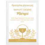 Personalizowana  Pamiątka PIERWSZEJ KOMUNI SWIETEJ - Ramka ze Szkłem