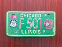 Matricula decorativa. Baseball Chicago, Illinois Route 66