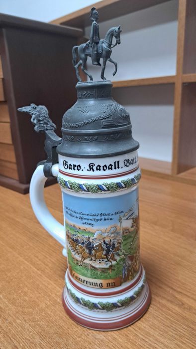 Kufel pamiątkowy z pokrywą Monachium, porcelana + cyna (106)