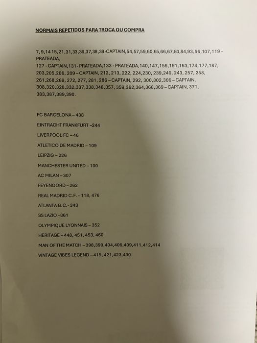Match Attax 2024/2025 troca ou venda