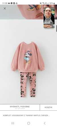 Zara 86 różowy dres komplet dzianinowy myszka miki