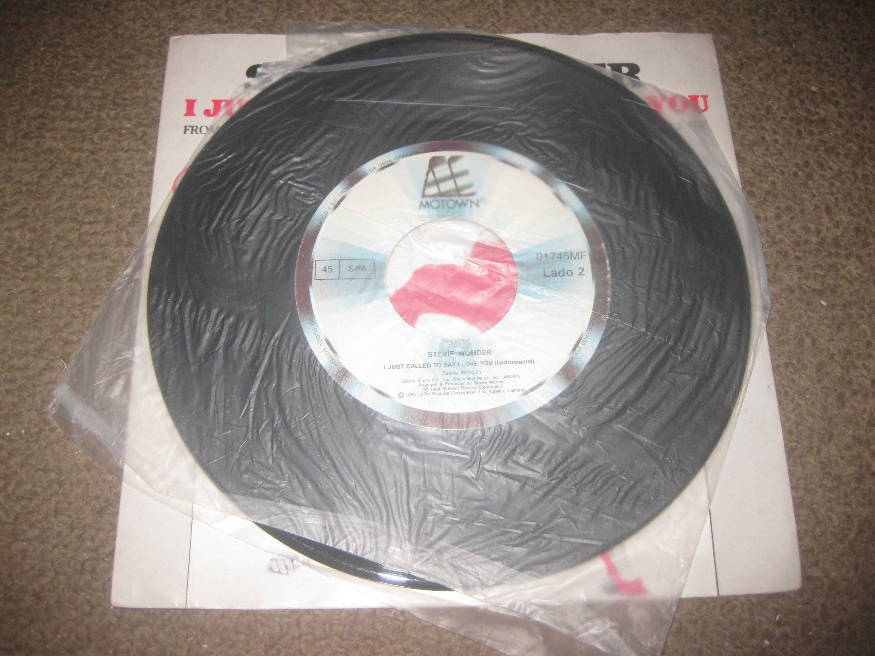 Vinil Single 45 rpm do Stevie Wonder "I Just Called To Say I Love You"