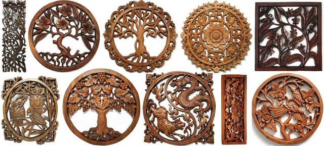 Panel Płaskorzeźba Mandala Lite Drewno Rękodzieło Ornament
