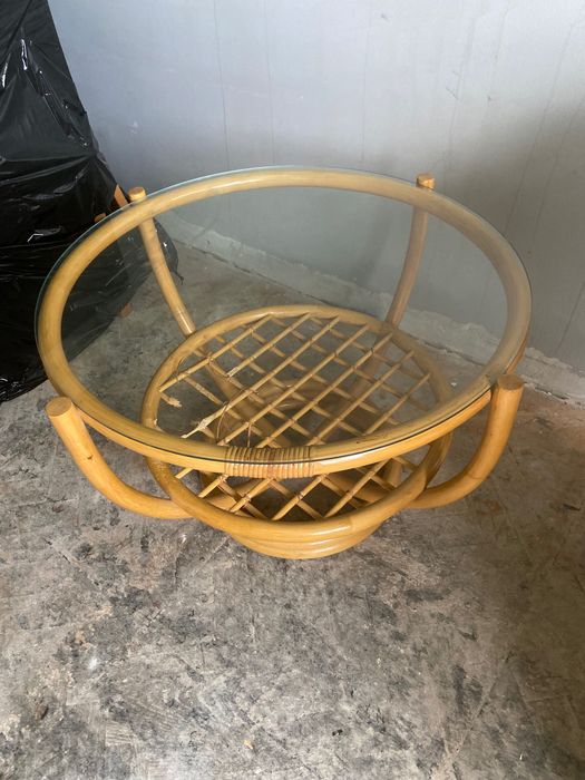 meble rattanowe fotel+stolik+komoda