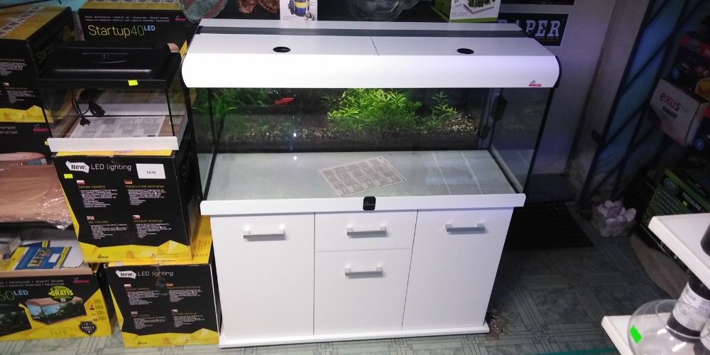 AKWARIUM 240L ZESTAW SOLID LED 2x30W , 120x40x50 / biały