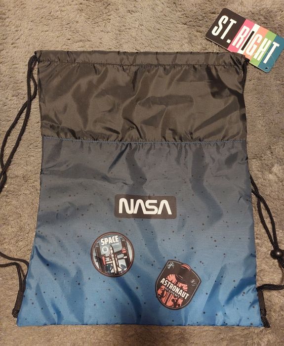 worek na obuwie strój gimnastyczny st.right nasa czarno granatowy %%%