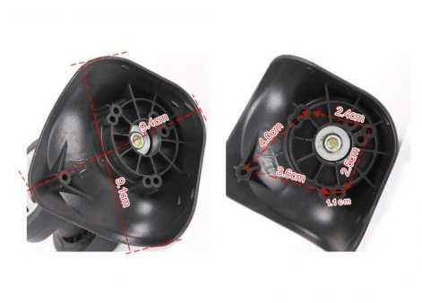 4 szt. 2xL i 2xR Ciche Koła kółka do Walizki Czarne