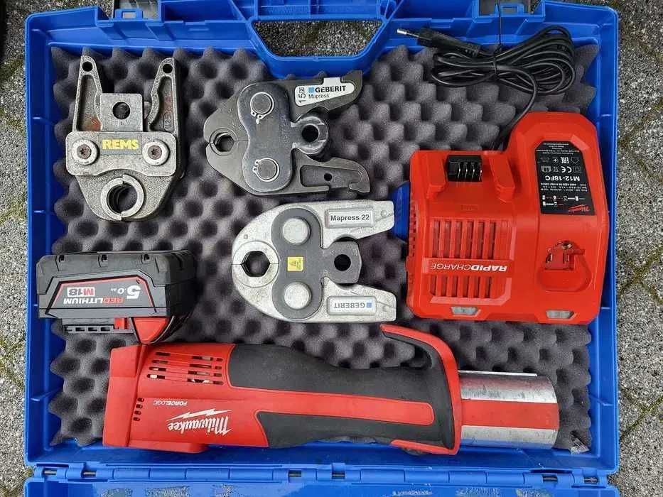 Zaciskarka Milwaukee BLHP6T + Szczęki M15 M22 U25 + Aku 5Ah Ładna!!