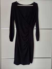 Czarna sukienka z marszczeniem z przodu ORSAY