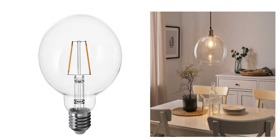 (NOVO) Luz/candeeiro de mesa IKEA ÅRSTID + lâmpada LED LUNNOM