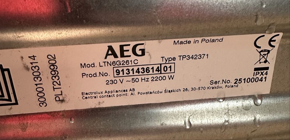 пральна машина AEG 6000 Mod. LTN6G261C 6кг