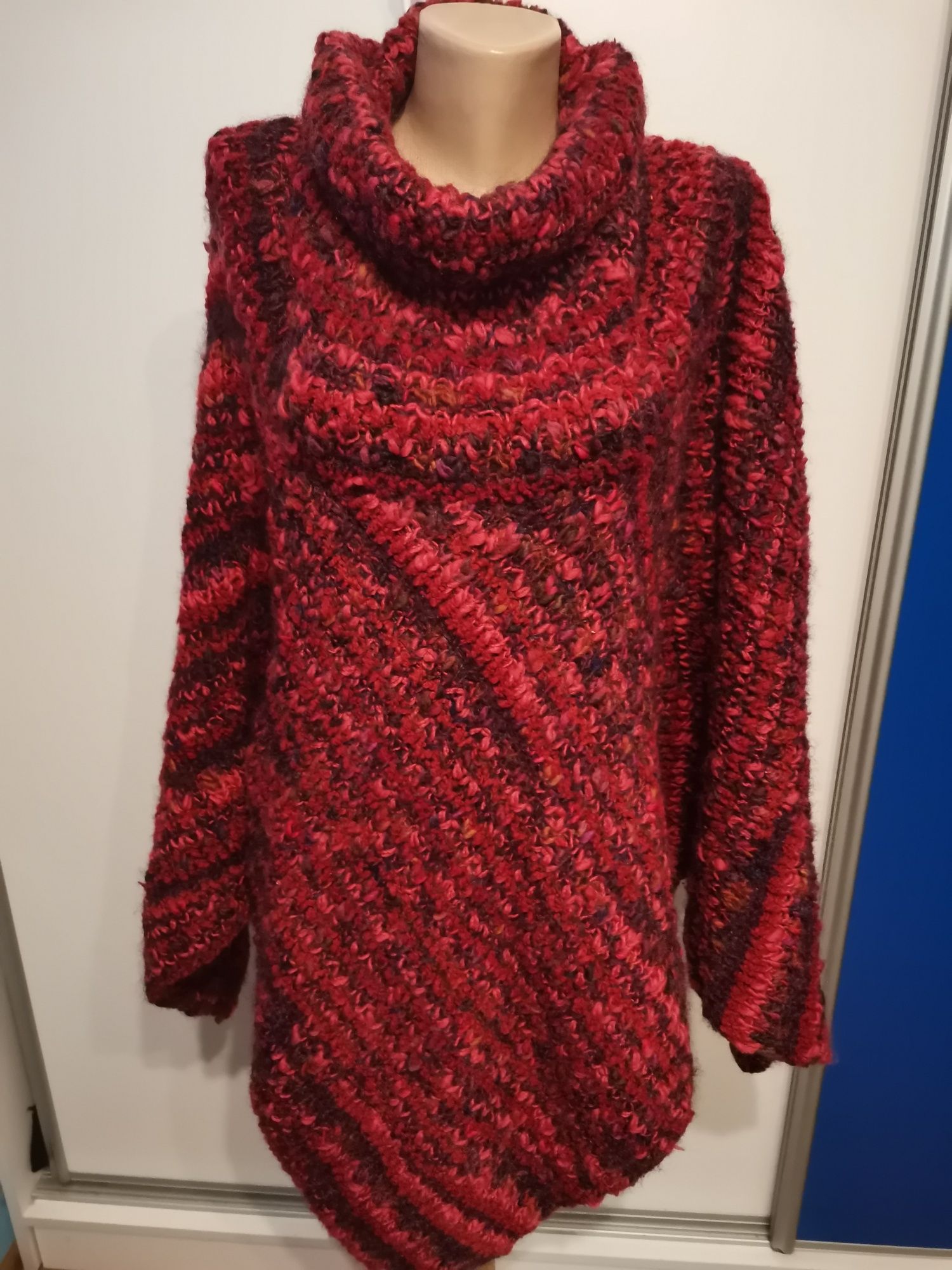 Piękne ręcznie robione ponczo, peleryna handmade, rozm uniwersalny